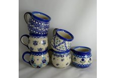 6 blandede krus 20 cl bl nuancer