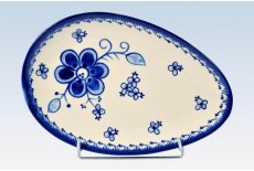 Hndmalet oval fad/tallerken 25 cm. - Art Blue 296