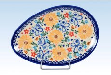 Hndmalet oval fad/tallerken 25 cm. - Art 103