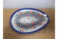 Hndmalet oval fad/tallerken 25 cm. - Unika 252