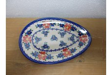 Hndmalet oval fad/tallerken 25 cm. - unika 72