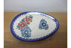 Hndmalet oval fad/tallerken 25 cm. - Unika 89