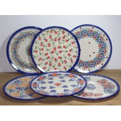 6 Unika Spise Tallerkener 28 cm. rde nuancer